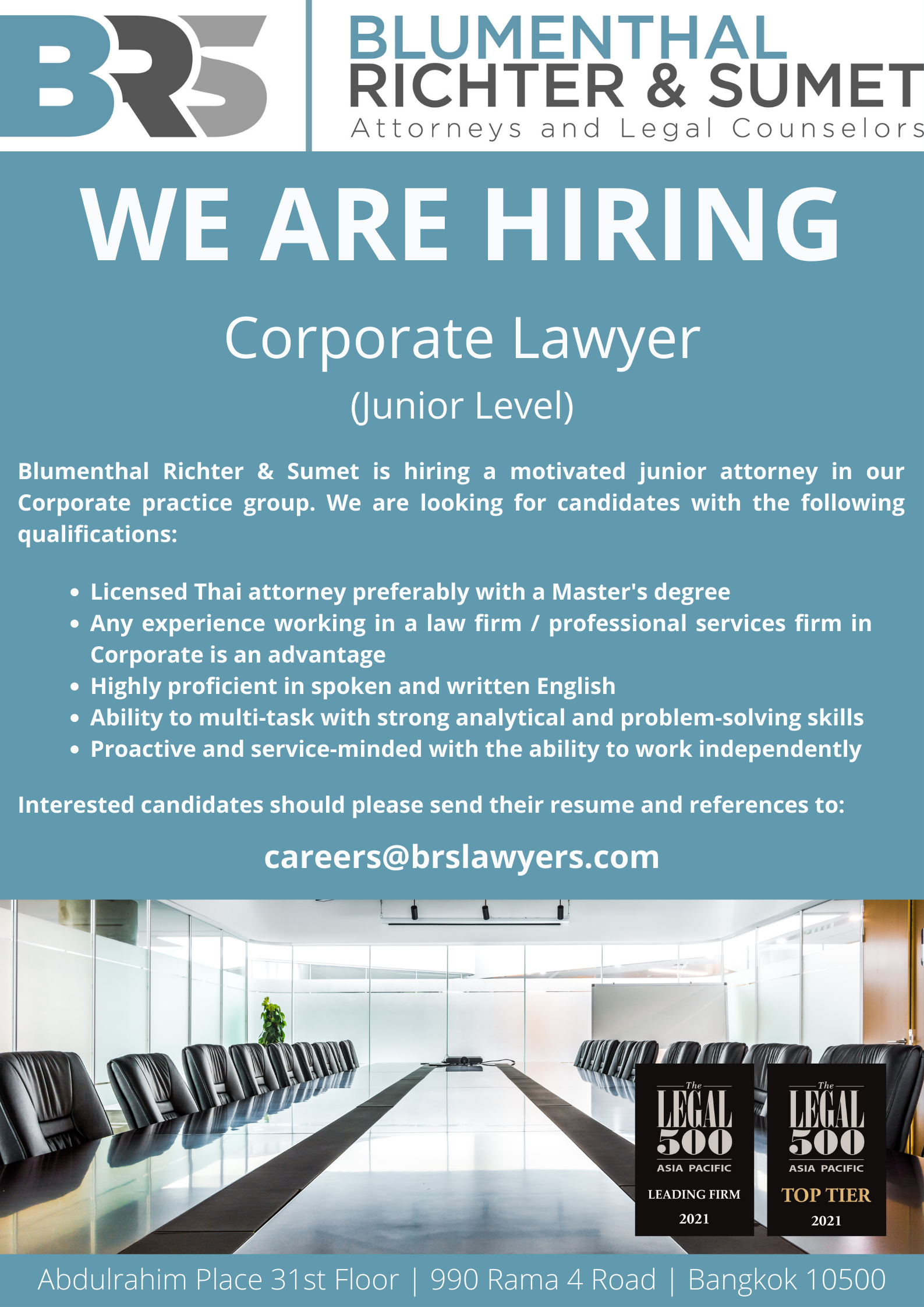 BRS Hiring Corporate Lawyer BRS Lawyers