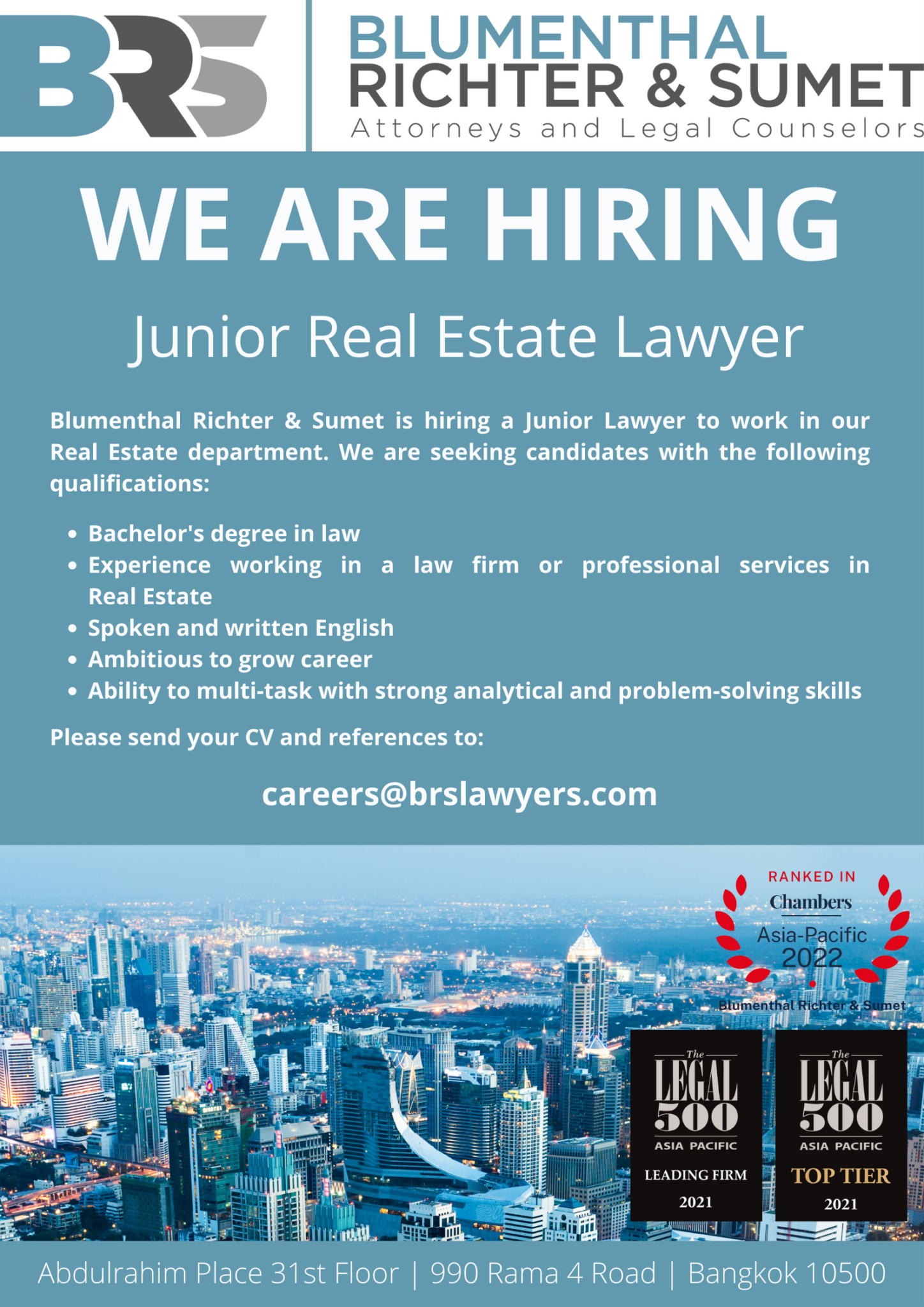 BRS Hiring Junior Real Estate Lawyer BRS Lawyers